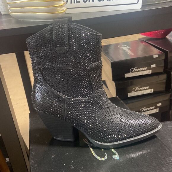 Black Rhinestone Boots - Picture 2 of 5